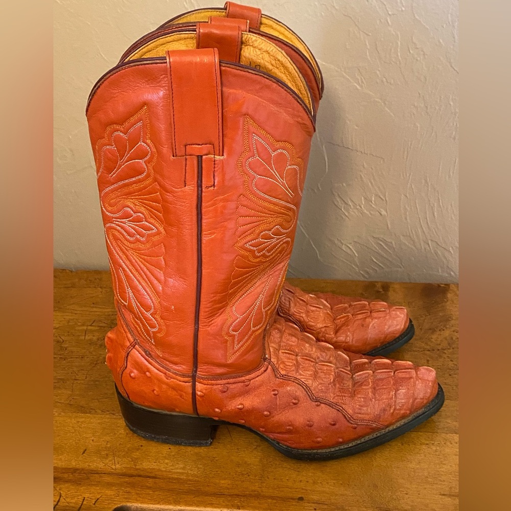 Pastizal Croc Ostrich Brown Leather Boots Mexico Mens Mexico Sz 7 / US S…